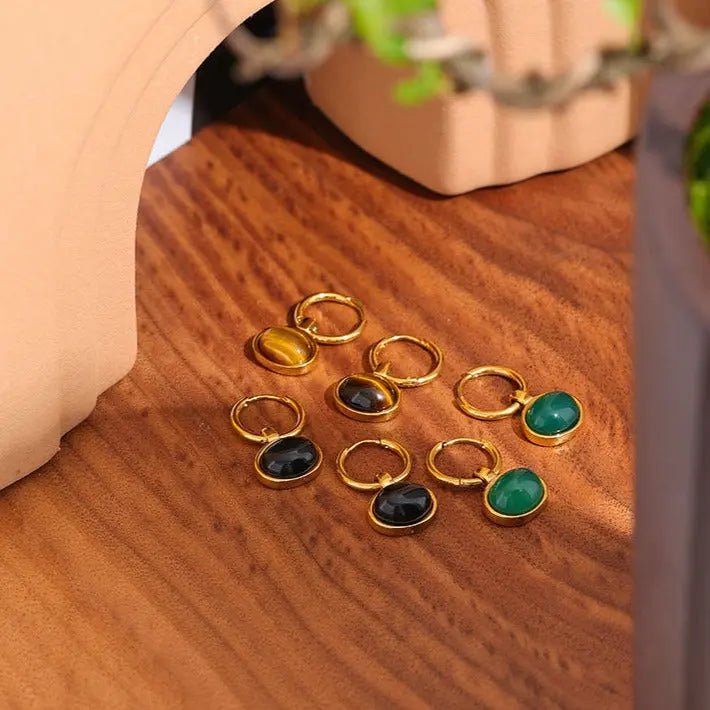 Green Agate (Aqeek) Earrings for Growth & Prosperity Yiwu Jinyou VIMI