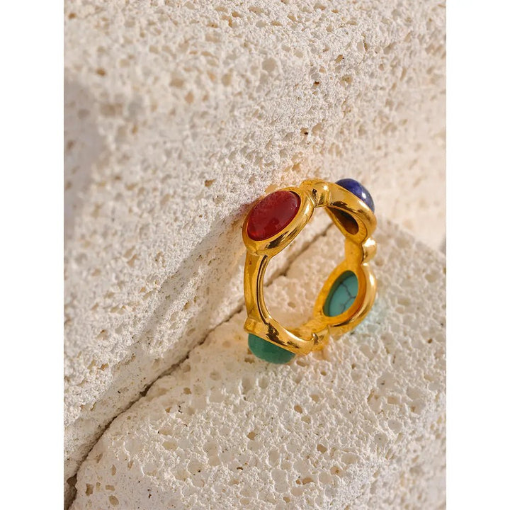 Turquoise, Jade, Agate & Lapis Lazuli Ring Yiwu Landy Jewelry Summer WU