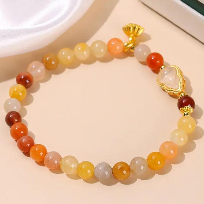 Jade Lucky Lotus & Gourd Feng Shui Bracelet  by Raw Spiritual