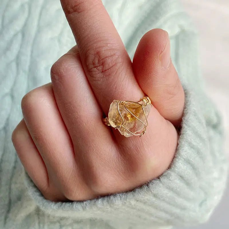 Citrine Ring Wire wrapped for Abundance & Cleansing Yiwu Shanmei Jane