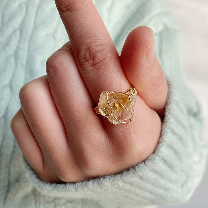 Citrine Ring Wire wrapped for Abundance & Cleansing Yiwu Shanmei Jane