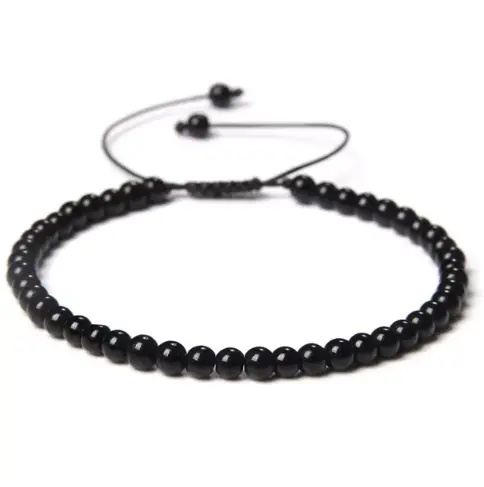 Black Onyx Thread Bracelet for Stress Relief & Protection - Raw Spiritual UAE