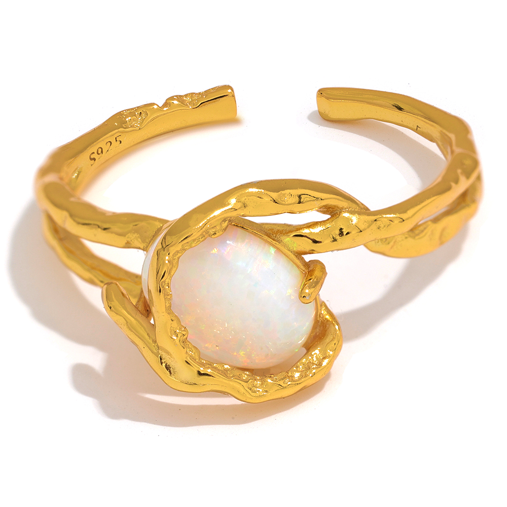 Opal S925 Sterling Silver Ring for Balance & Creativity