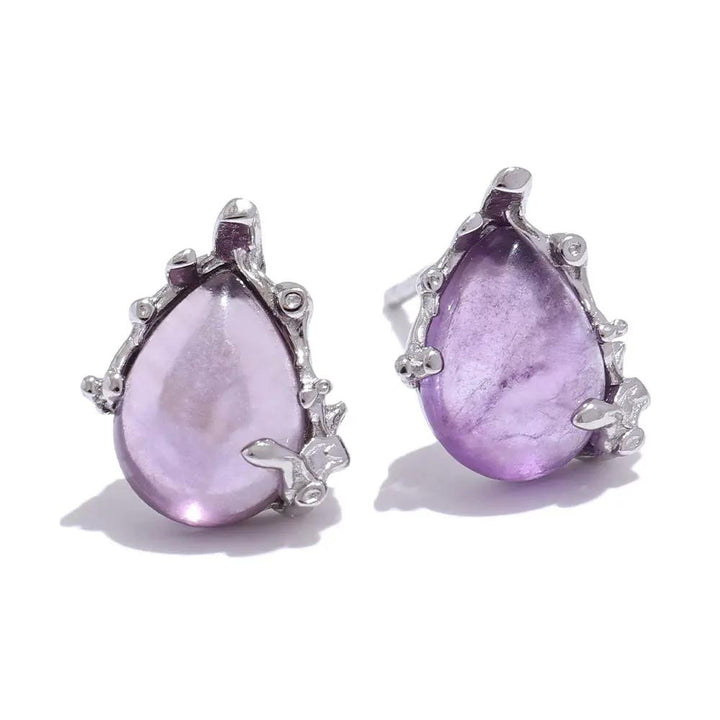 Amethyst / Aquamarine Earrings in S925 Silver  by Raw Spiritual