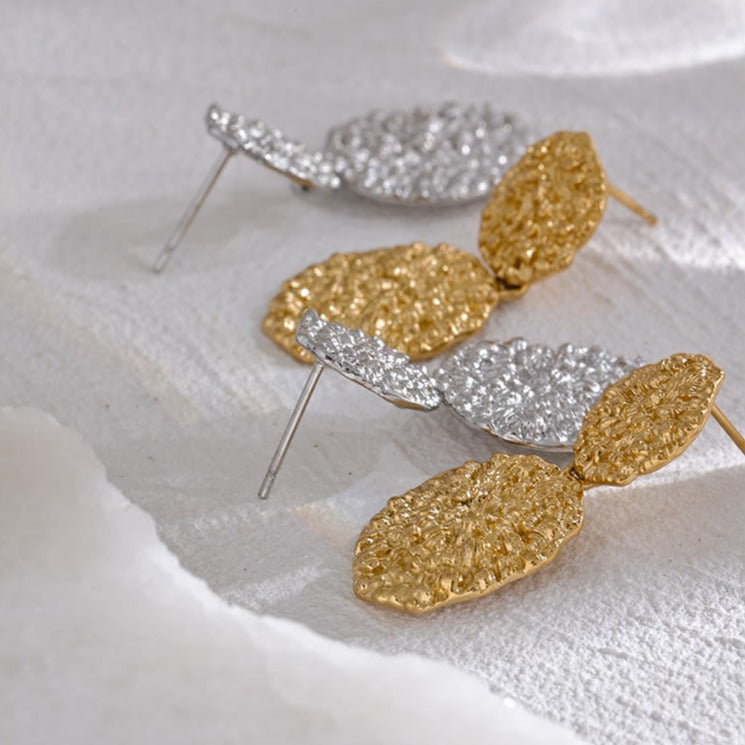 Vintage Granular Earrings in Stainless Steel 18K gold platted