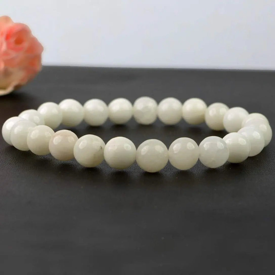 White Agate (Aqeek) Bracelet  Growth, Prosperity, Harmony Yiwu Shanmei Jane