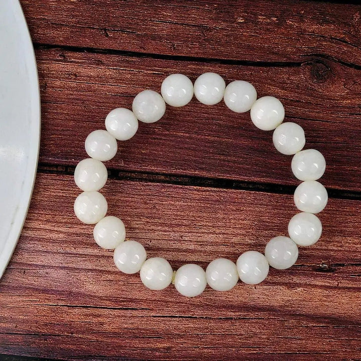 White Agate (Aqeek) Bracelet  Growth, Prosperity, Harmony Yiwu Shanmei Jane