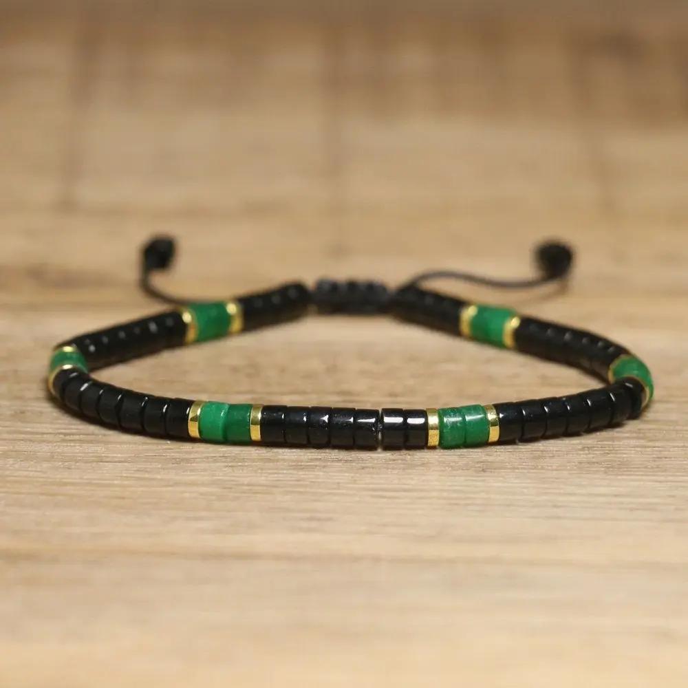 Black Agate & Jade Braided Bracelet for Prosperity - Raw Spiritual