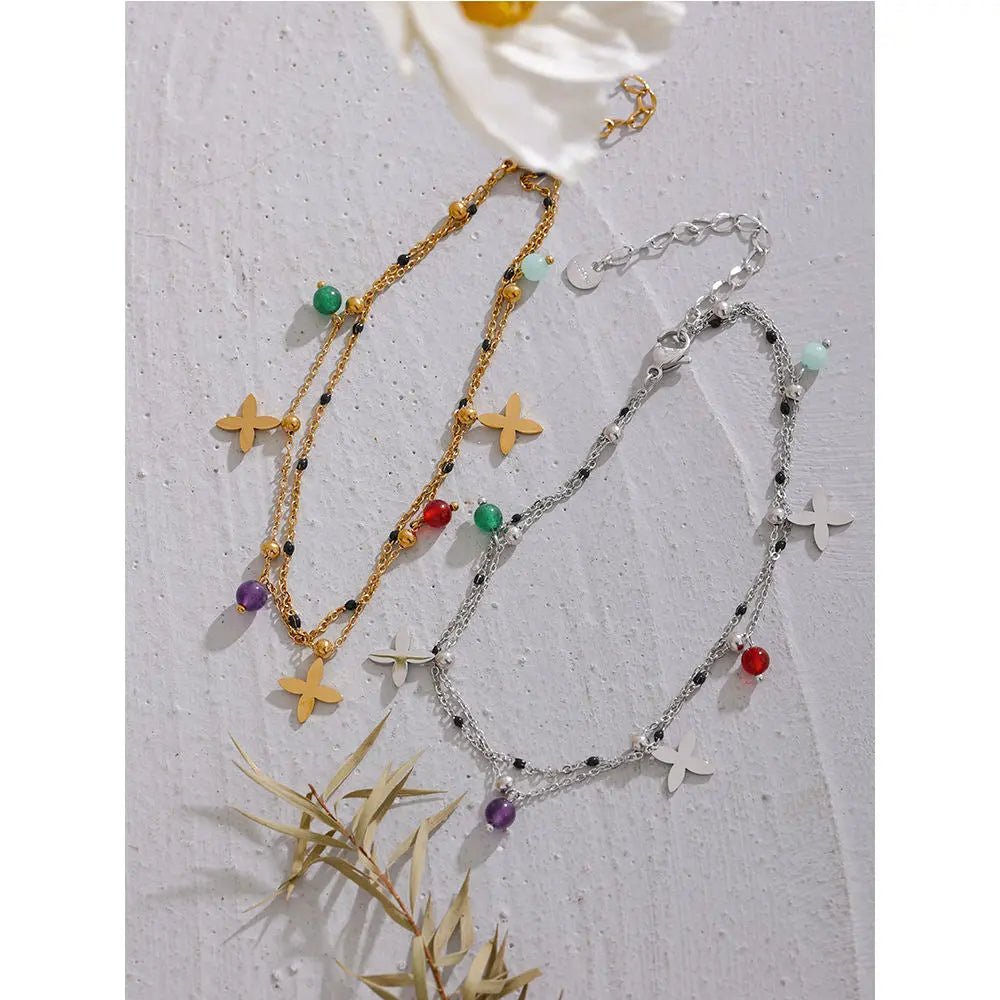 Amethyst, Aventurine, Aquamarine & Carnelian Bracelet Anklet Yiwu Jinyou VIMI