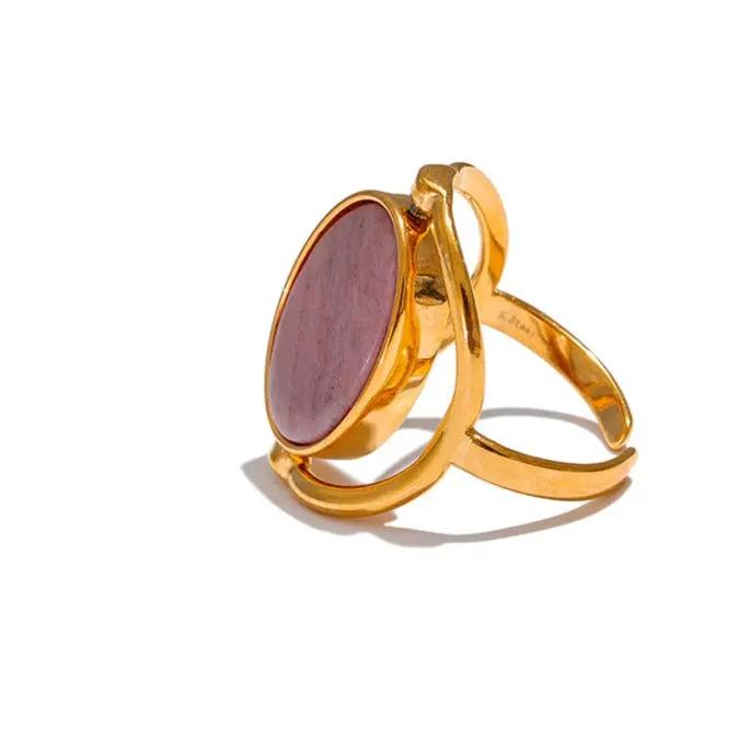 Rhodochrosite & Shell Reversable Ring for Love & Joy  by Raw Spiritual