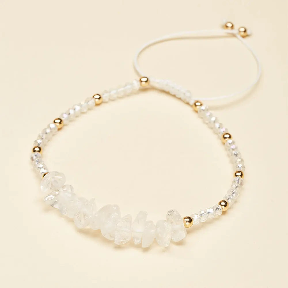 Clear Quartz (Sphatik) Chip Adjustable Bracelet for Clarity & Manifestation Yiwu Shanmei Jane
