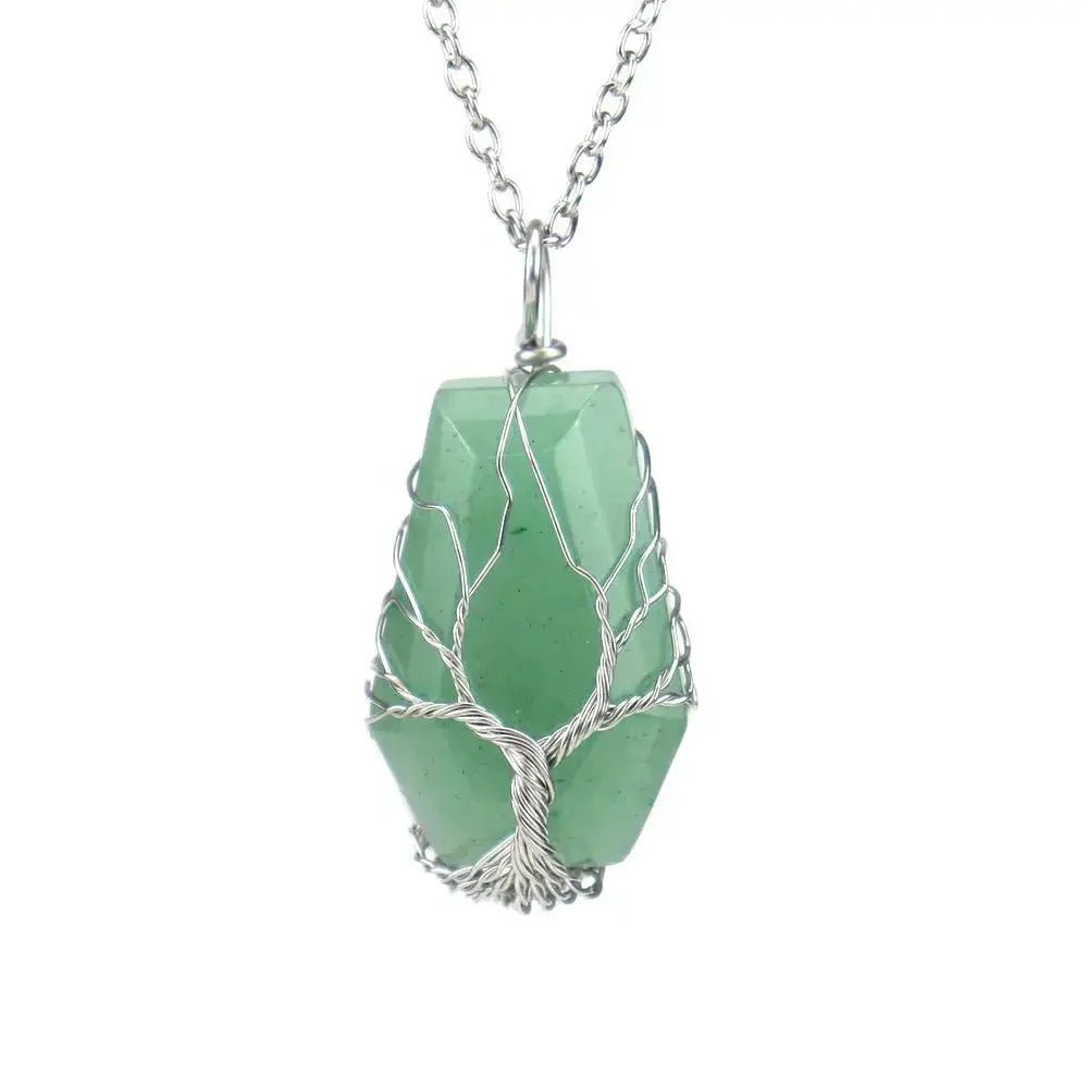 Aventurine Wire Wrapped Pendant Necklace for Abundance & Prosperity Yiwu Shanmei Jane