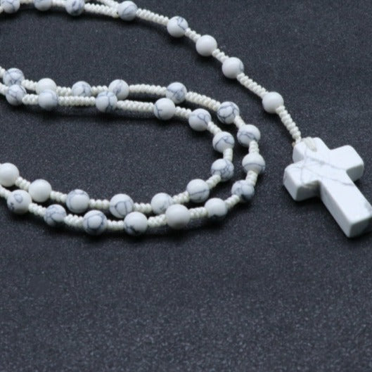 Howlite Rosary Necklace for Memory & Knowlege