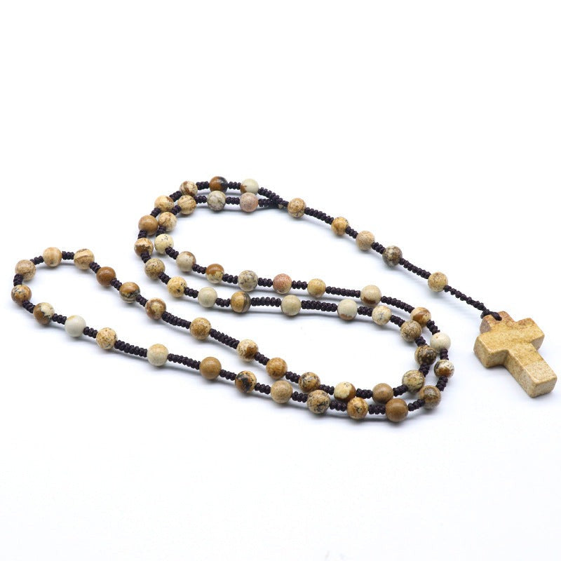 Picture Jasper Rosary Necklace for Stability