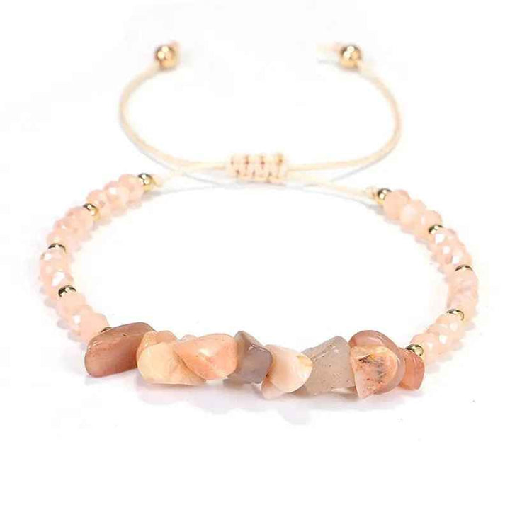Peach Aventurine Chip Adjustable Bracelet for Abundance & Happiness