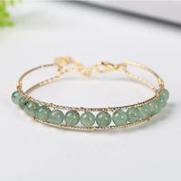 Green Strawberry Quartz Wire Bracelet for Meditation, Serenity & Wisdom Yiwu Shanmei Jane