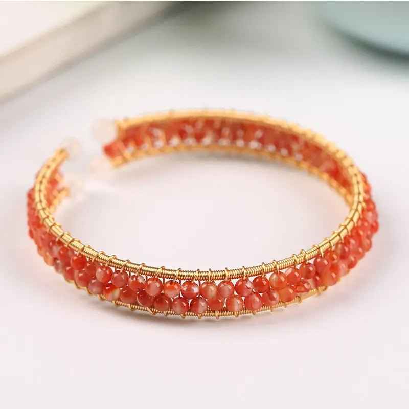 Red Sulemani Hakik Agate Stretch Bracelet - 8mm Beads, Protection Stone Jewelry For Men & Women