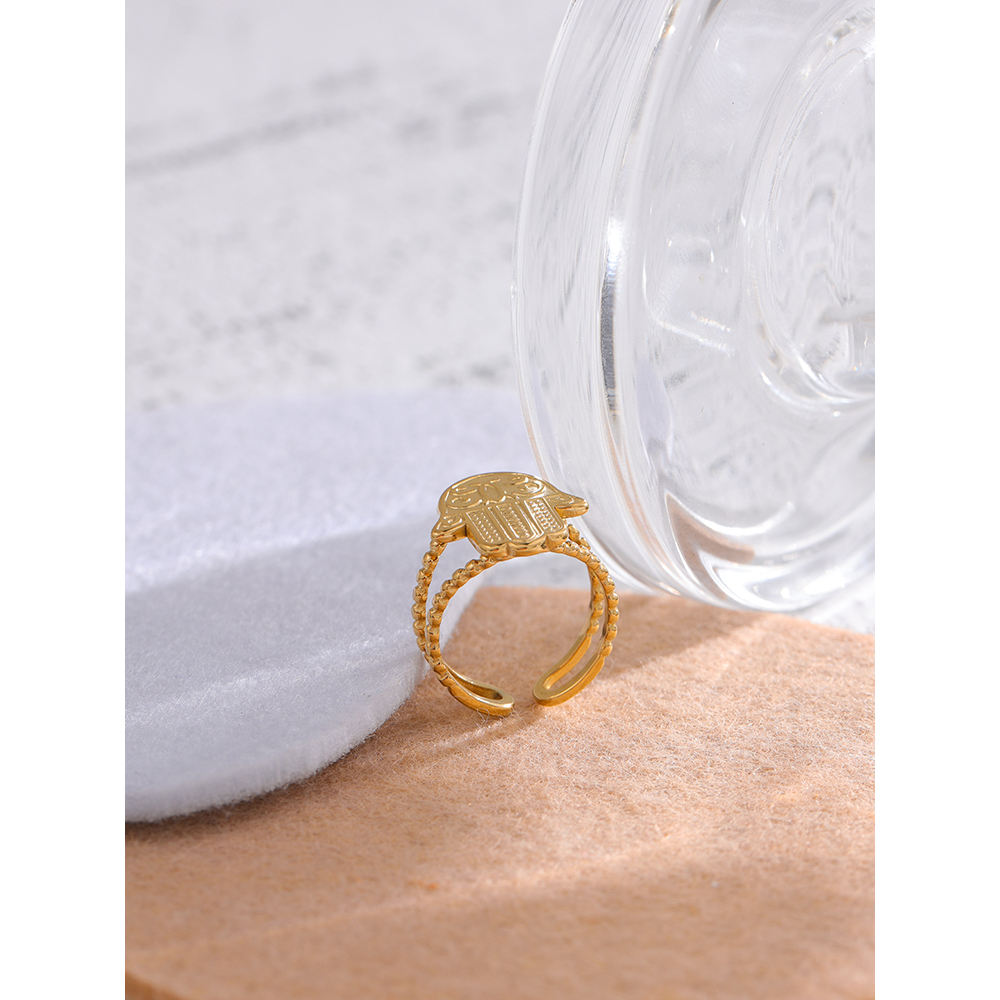 Hanza Hand Ring in Stainless Steel for Protection & Blessings