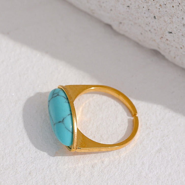 Turquoise Stone Adjustable Ring for Healing & Spiritual Growth
