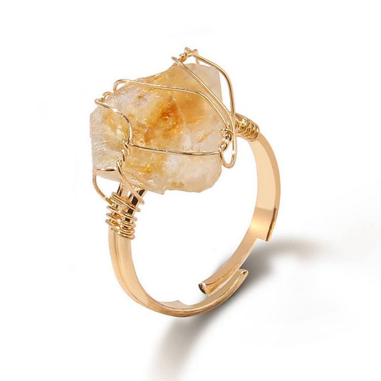 Citrine Ring Wire wrapped for Abundance & Cleansing
