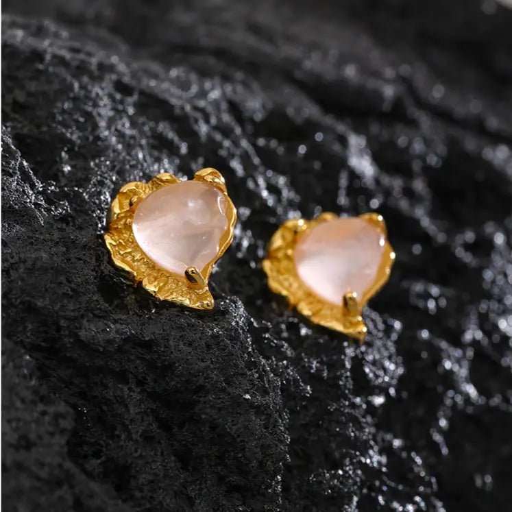 Rose Quartz S925 Silver Earrings for Love & Relationships Yiwu Landy Jewelry Summer WU