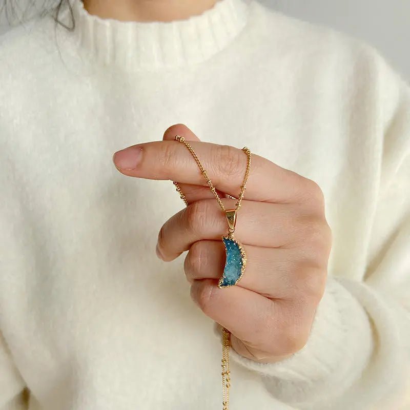 Blue Druzy Pendant in Golden S925 Chain Yiwu Shanmei Jane