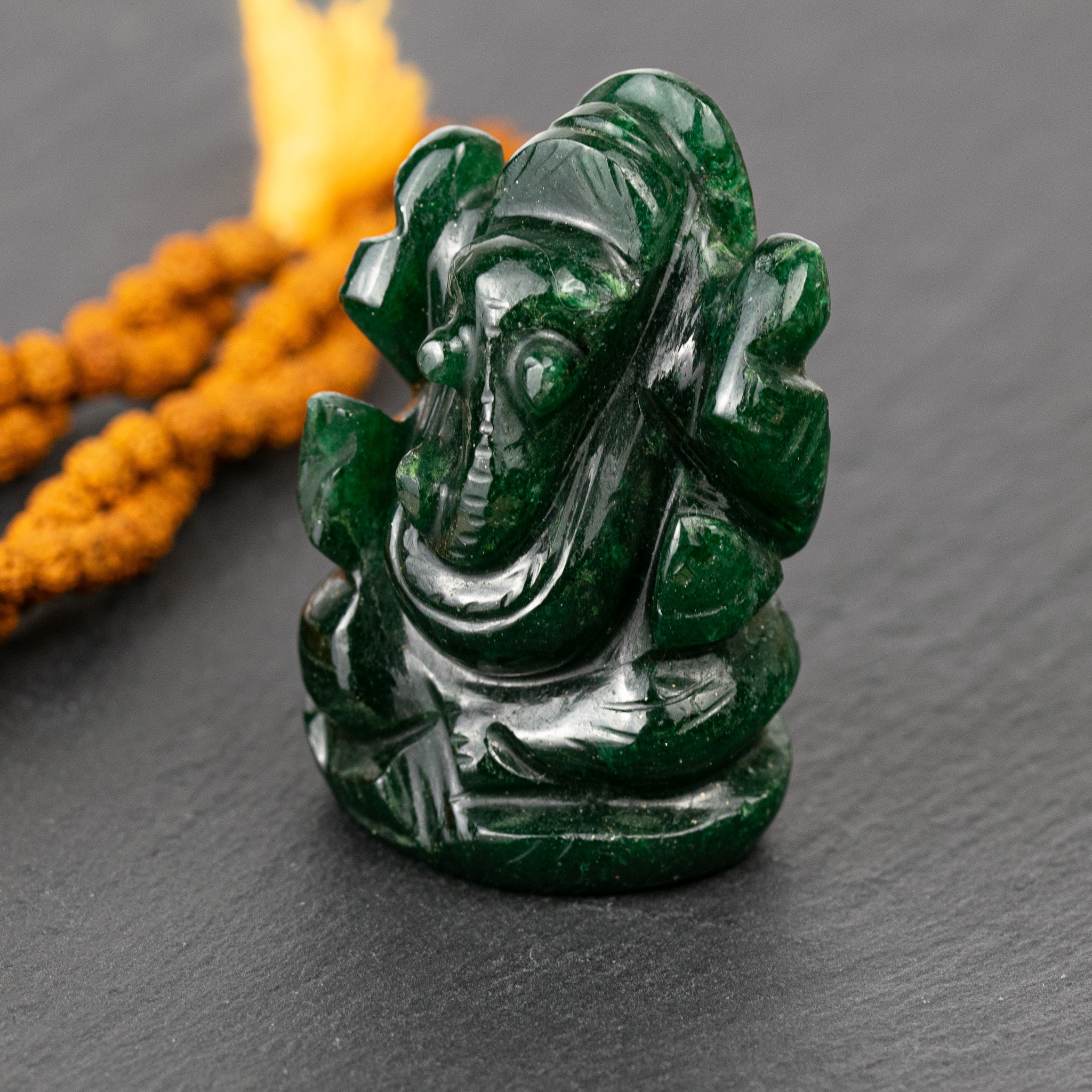 Ganesh in Green Jade stone