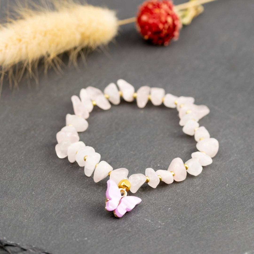Rose Quartz Chip Bracelet with Charm for Love & Relationships Yiwu Shanmei Jane