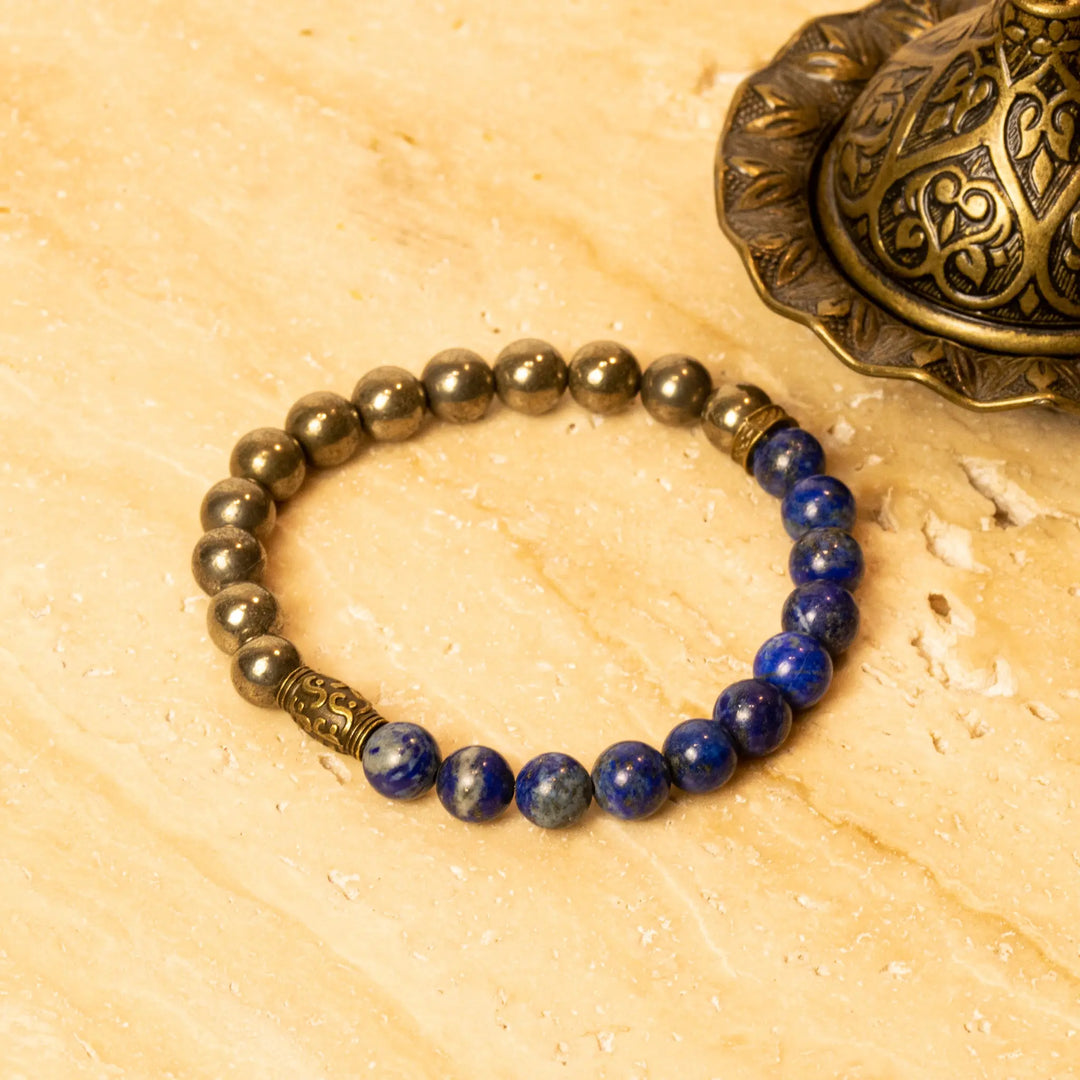 Pyrite & Lapis Lazuli for wisdom, success, wealth & abundance Yiwu Shanmei Jane