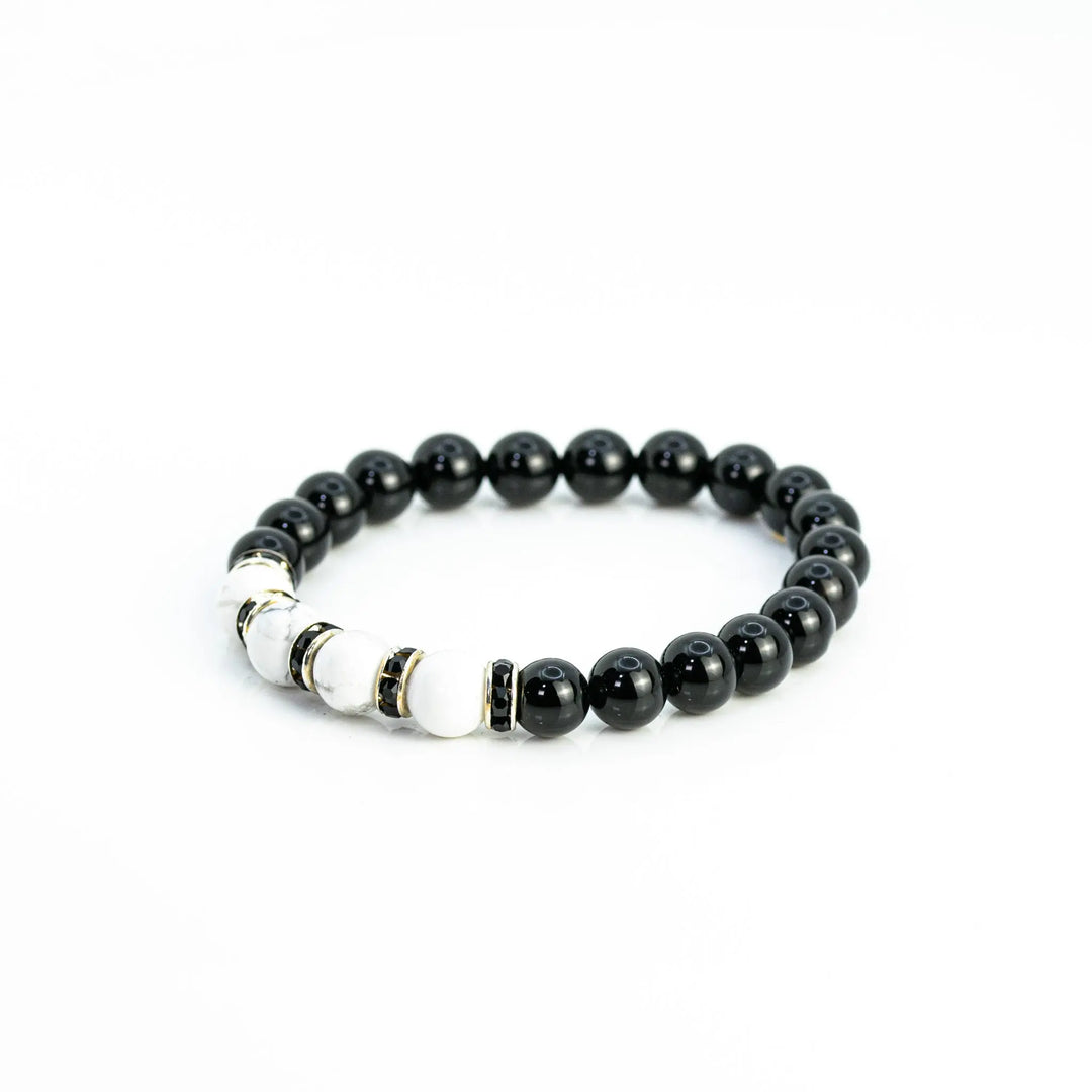 Black Tourmaline & Howlite Bracelet for protection, calmness & patience Yiwu Shanmei Jane