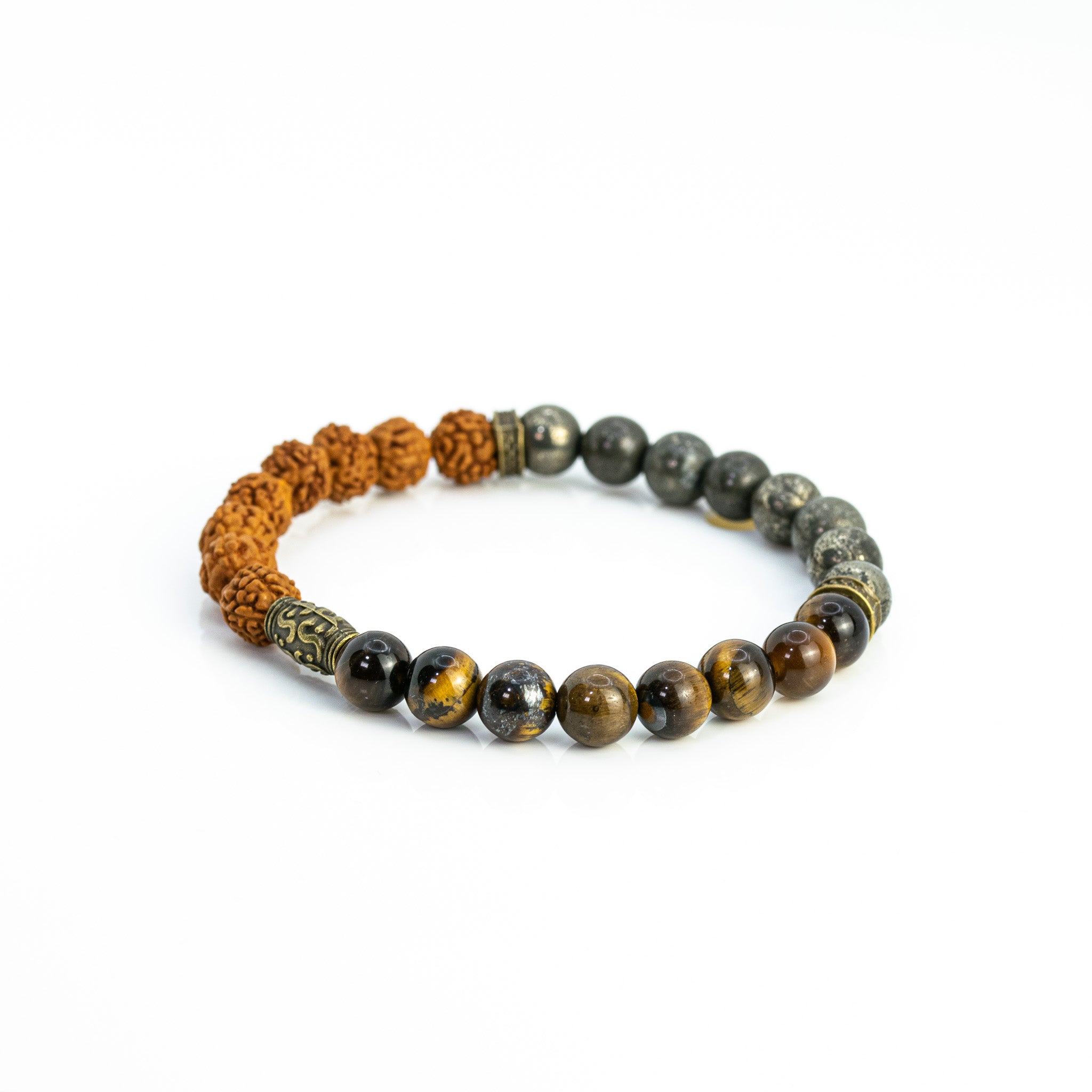 Rudraksh Pyrite and Tiger Eye bracelet for peace, courage and success