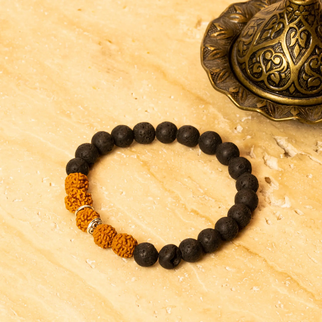 Rudraksh and Lava Stone bracelet for success Yiwu Shanmei Jane