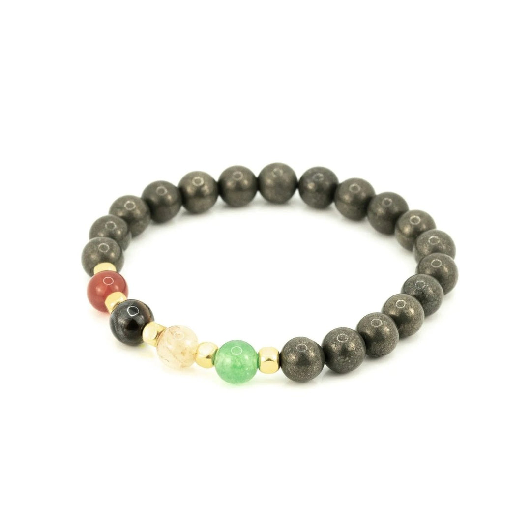 Wealth Bracelet with Pyrite, Citrine, Red Carnelian and Green Aventurine for wealth, success, prosperity & success. Zodiac: All Yiwu Shanmei Jane