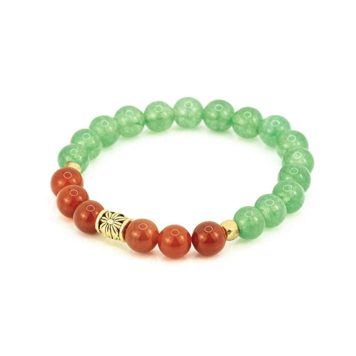 Wealth Bracelet with Red Carnelian and Green Aventurine for wealth, success, prosperity & success. Zodiac: All